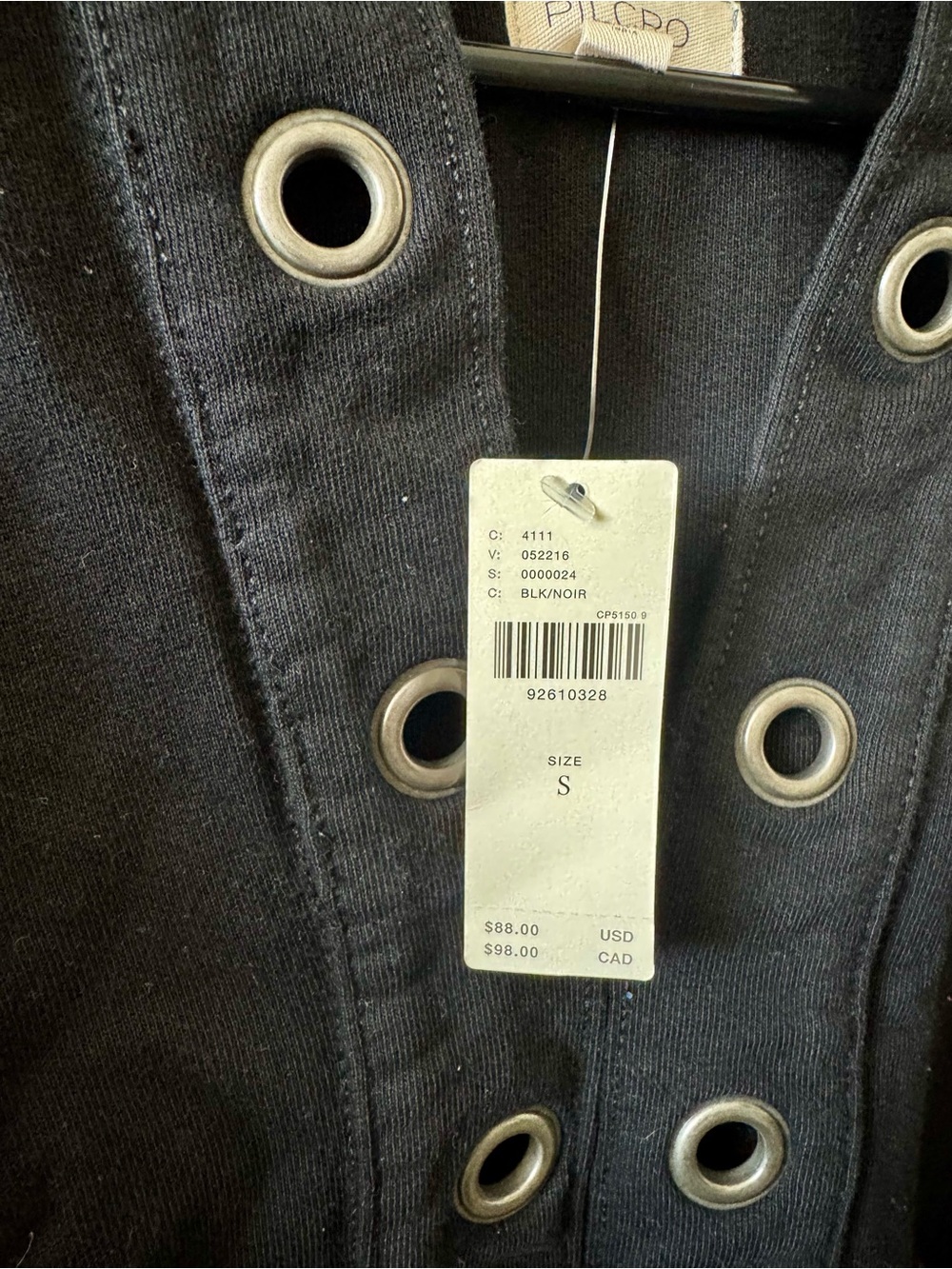 Anthropologie Black Grommet Sweatshirt NWT - Picture 3 of 3